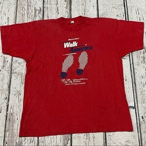 March of Dimes Walk America 1990s Red Screen Stars Vintage Crewneck Tshirt